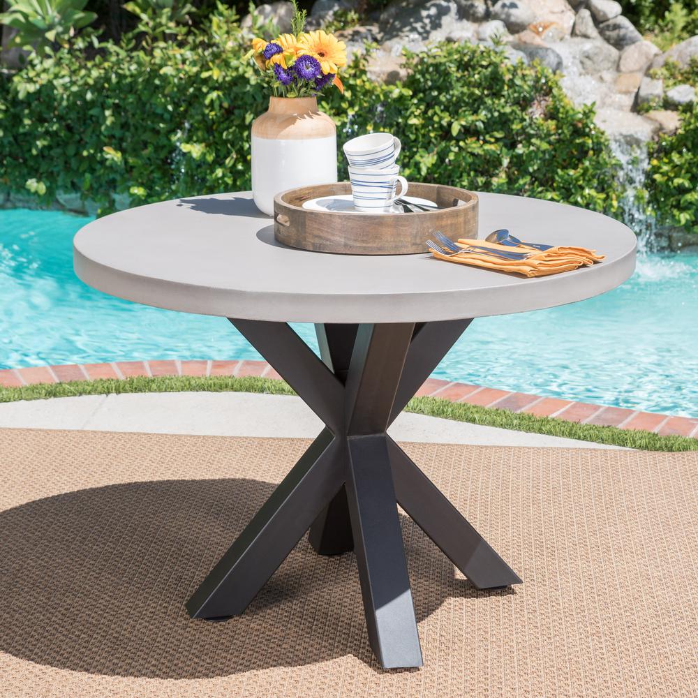 Round Stone Patio Dining Tables Patio Tables The Home Depot