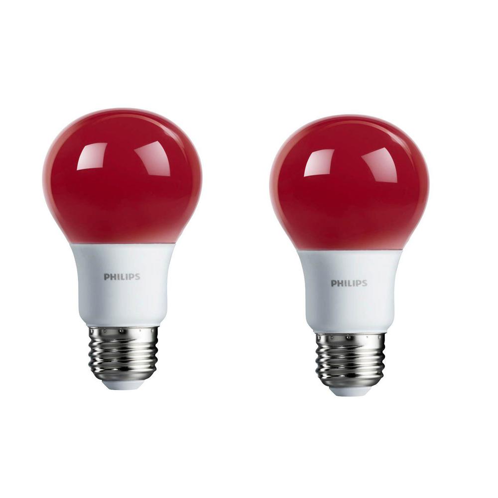 Philips 60 Watt Equivalent A19 Non Dimmable Red Led Colored Light Bulb 2 Pack Philips 60 Watt Equivalent A19 Non Dimmable Red Led Colored Light Bulb 2 Pack