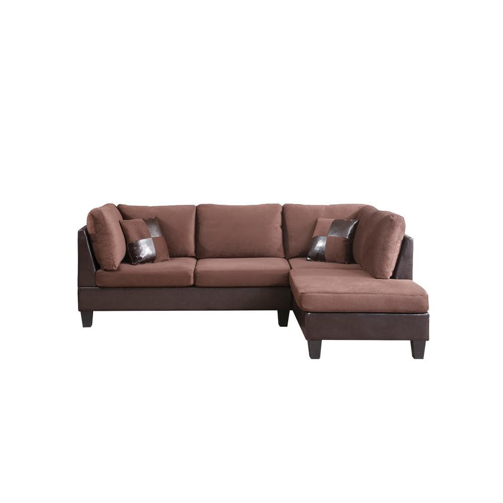 Bonded Chocolate Leather And Champion Sectional Set 72024ch