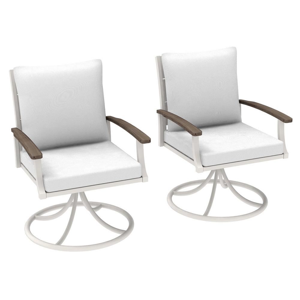 Hampton Bay Marina Point Swivel Steel Outdoor Motion Dining Chairs with Bare Cushions (4-Pack)