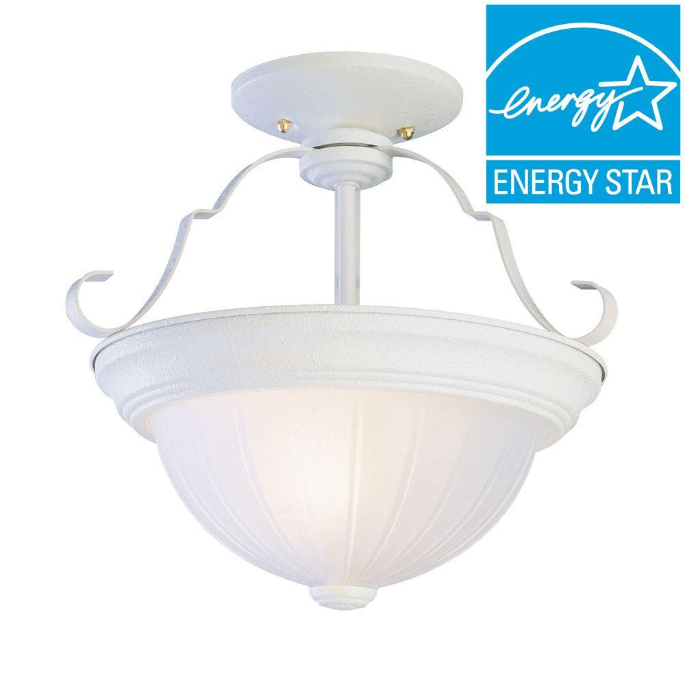 Bel Air Lighting 2 Light Antique White Semi Flush Mount With Frosted Bel Air Lighting 2 Light Antique White Semi Flush Mount With Frosted Melon Glass
