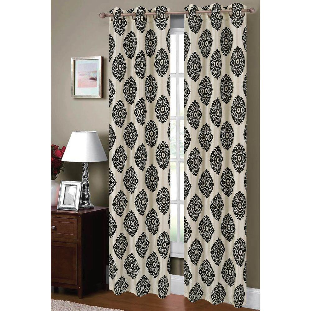 Window Elements Semi Opaque Suzani Flocked Faux Silk 84 In L