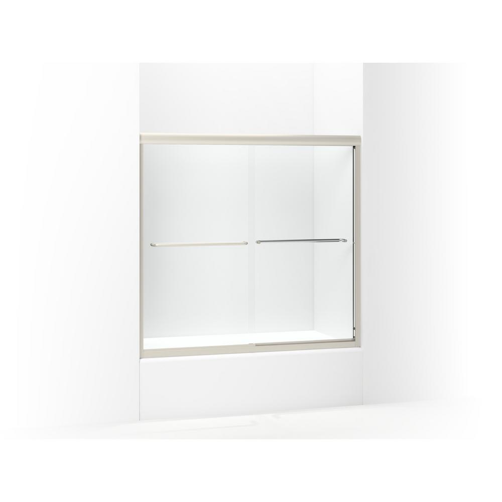 STERLING Finesse 59-5/8 in. x 55-1/2 in. Semi-Frameless Sliding Bathdoor in Nickel with Handle
