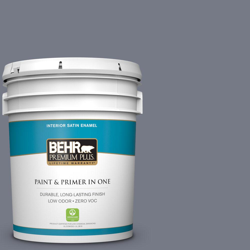 BEHR Premium Plus 5 gal. N2204 Shiitake Satin Enamel Zero VOC Interior Paint and Primer in One