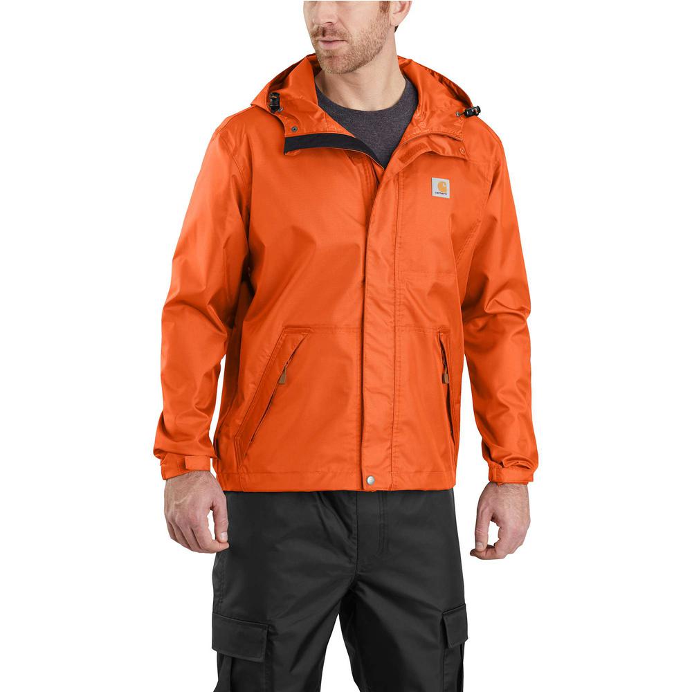 Carhartt Men's Tall Large Tall Bold Orange Nylon Dry Harbor Rain Jacket ...