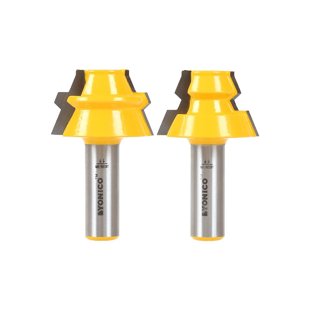 Yonico Lock Miter 22.5 1/2 in. Shank Carbide Tipped Router Bit Set (2