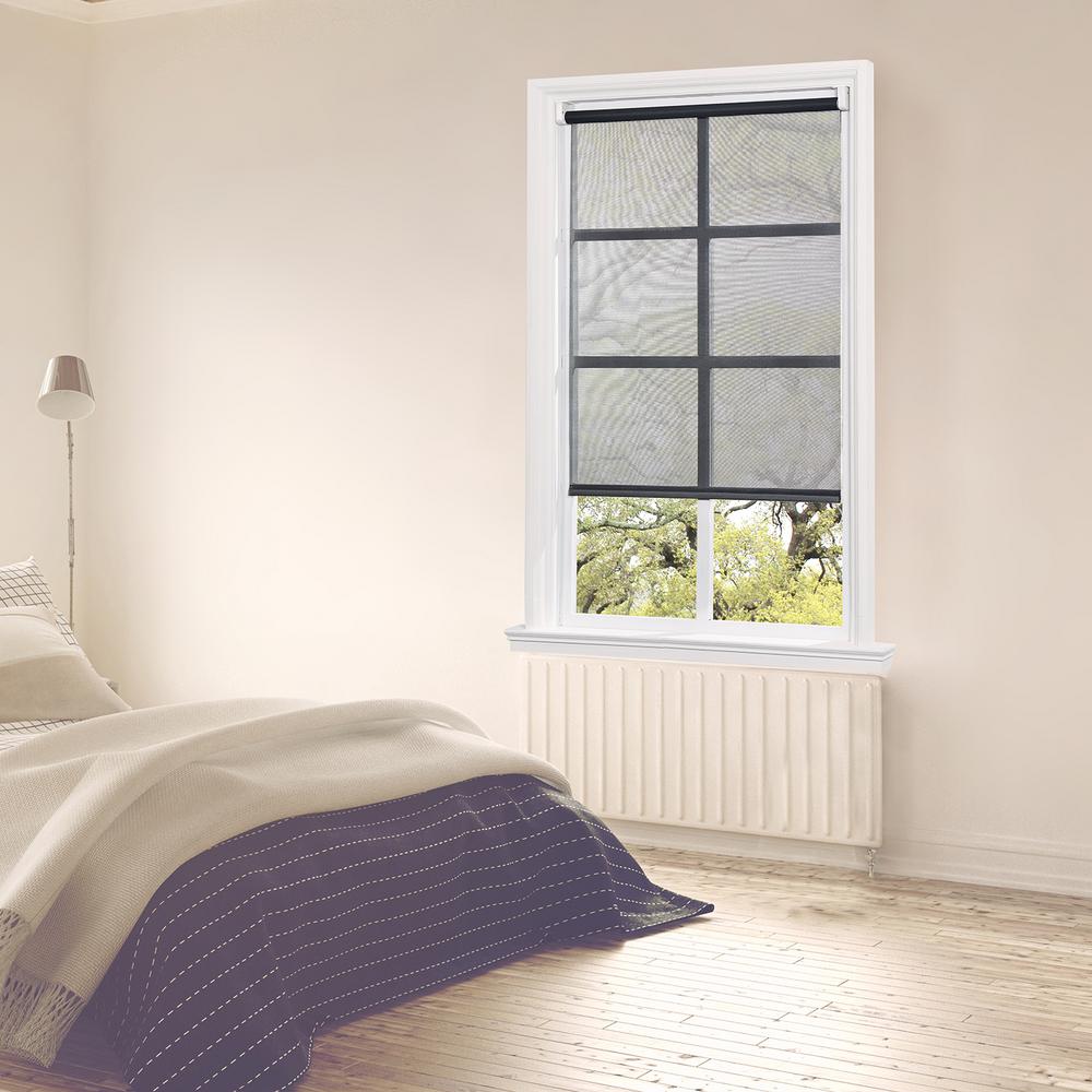 CuttoWidth Graphite Cordless Sunscreen Fabric Interior Roller Shade