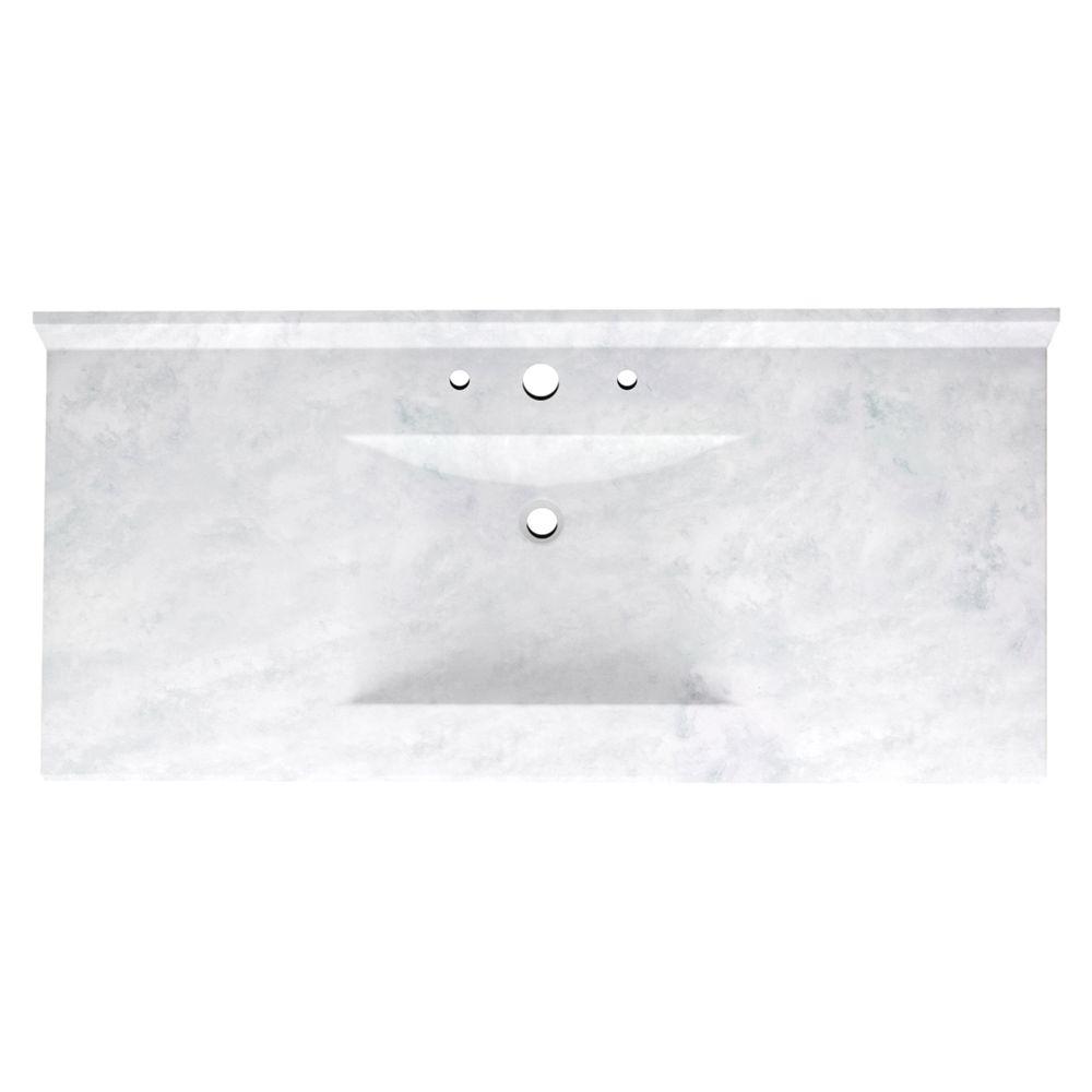 Design House 49 In X 22 In Single Faucet Hole Cultured Marble Vanity Top In Solid White With Solid White Basin 554634 The Home Depot