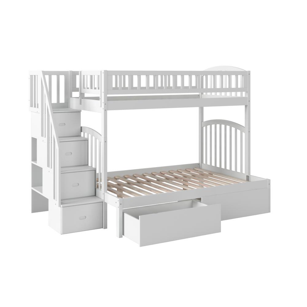 Atlantic Furniture Westbrook White Twin Over Full Staircase Bunk Atlantic Furniture Westbrook White Twin Over Full Staircase Bunk With 2 Urban Bed Drawers Ab65742 The Home Depot
