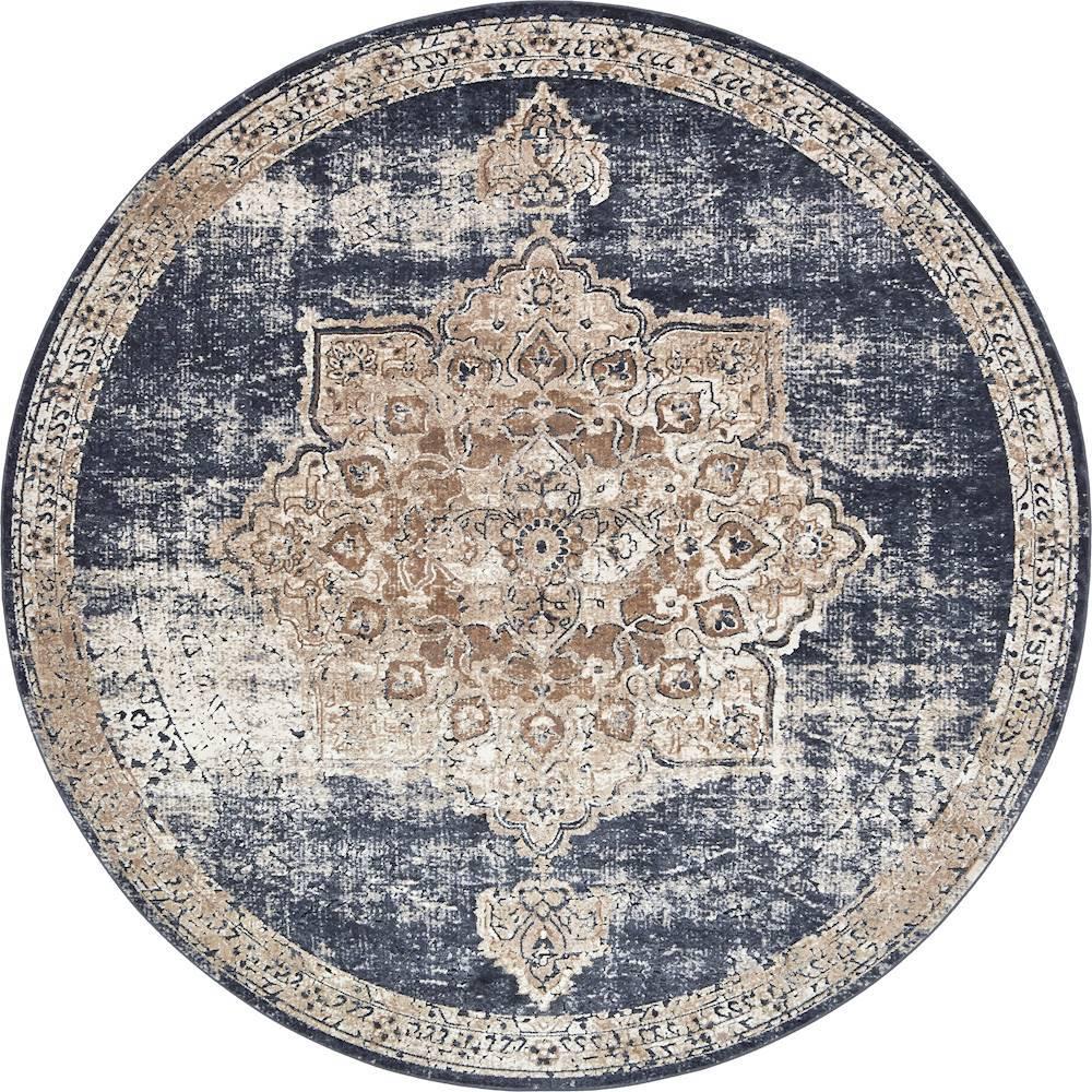 Unique Loom Villa Dark Blue 8 ft. x 8 ft. Round Area Rug-3135966 - The ...