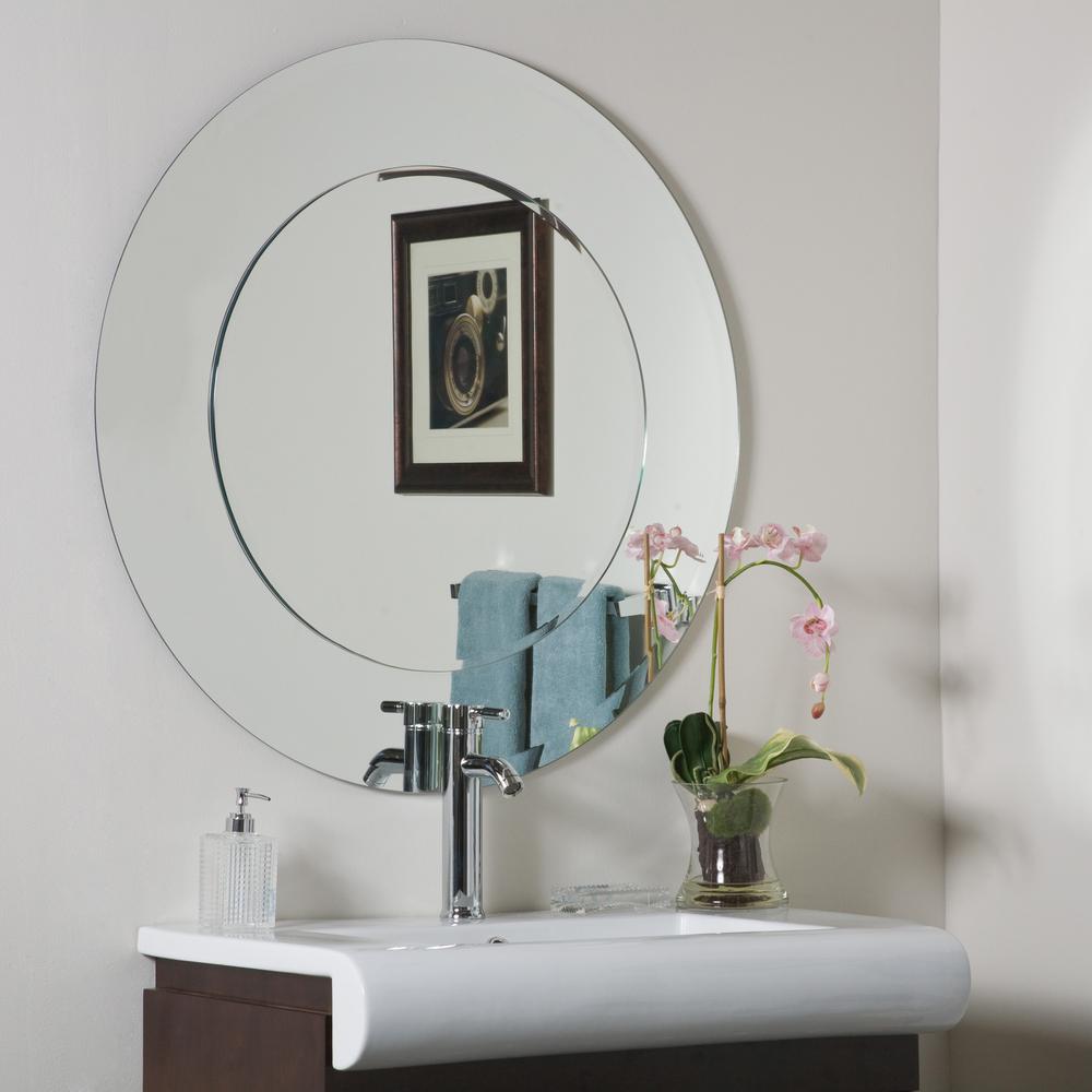 Decor Wonderland 35 In W X 35 In H Frameless Round Beveled Edge Bathroom Vanity Mirror In 0190