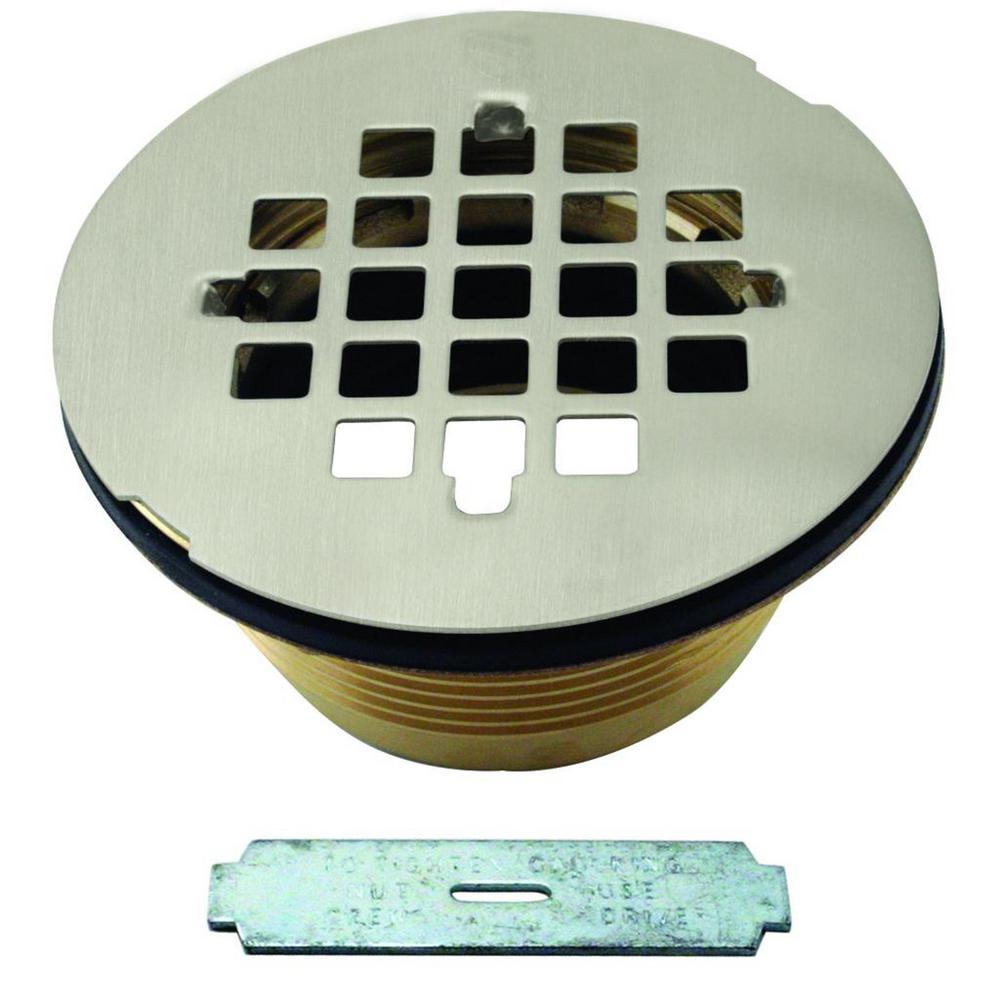 Westbrass 2 in. Brass Shower Drain with Grid, Satin NickelD206B07