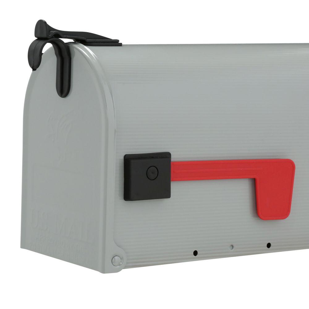 GIBRALTAR Grey Mailbox Standard Size Steel Ribbed PostMount Post Box