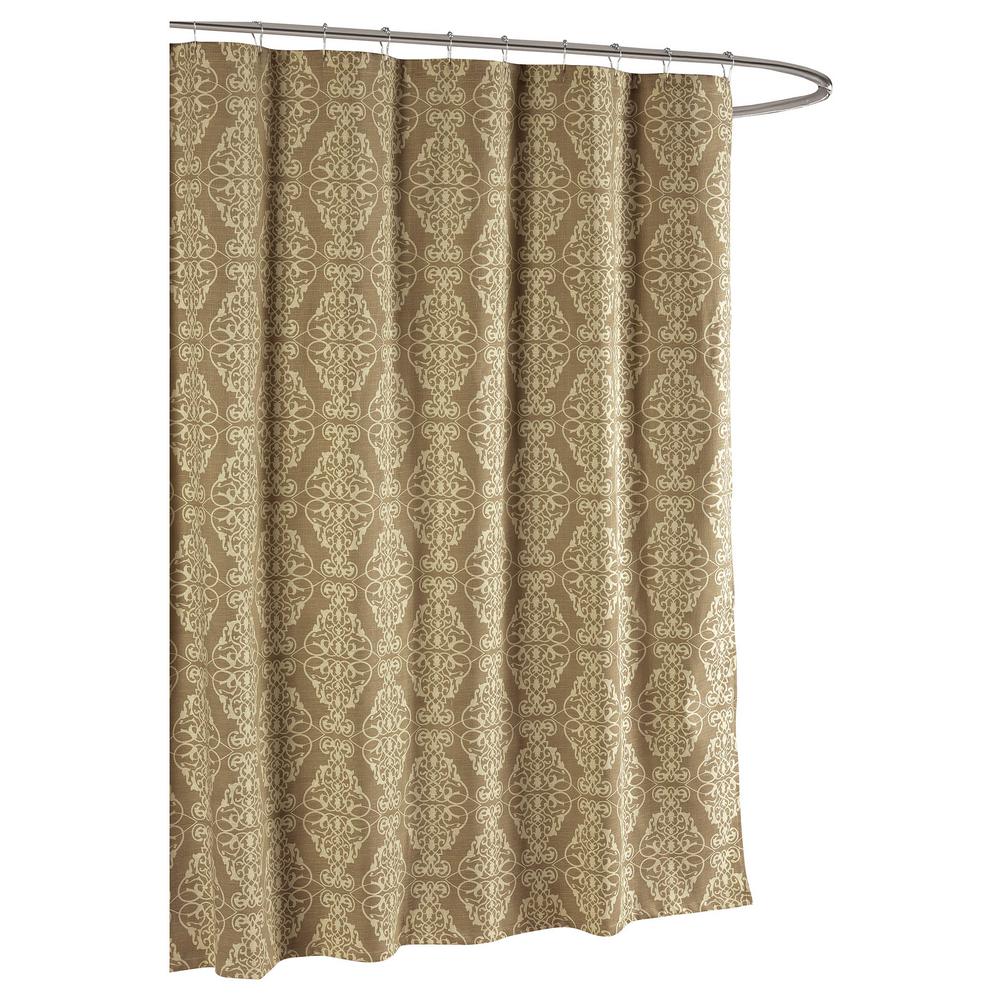Shower Curtains Accessories The Home Depot Adisson Printed Cotton Blend 72 In W X L Soft Fabric Shower