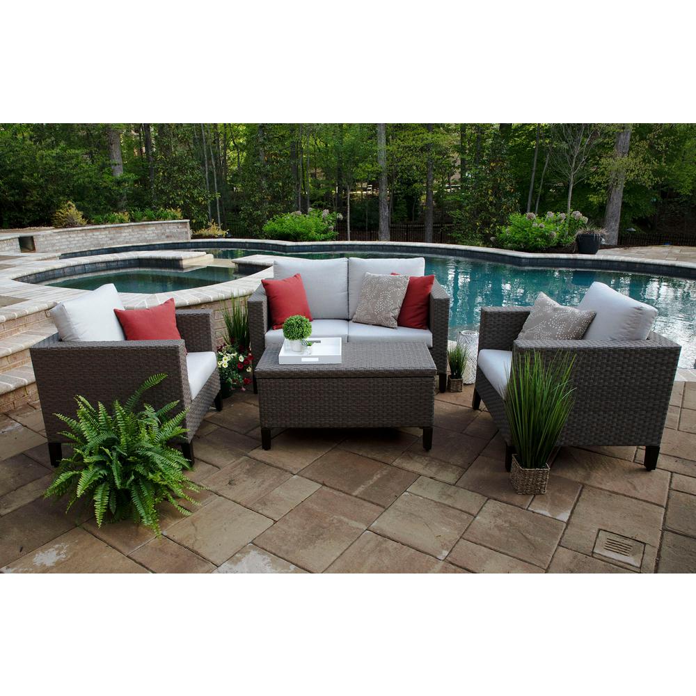 UPC 811758030054 product image for Canopy Laurel 4-Piece Resin Wicker Patio Deep Seating Set with Sunbrella Cast Si | upcitemdb.com