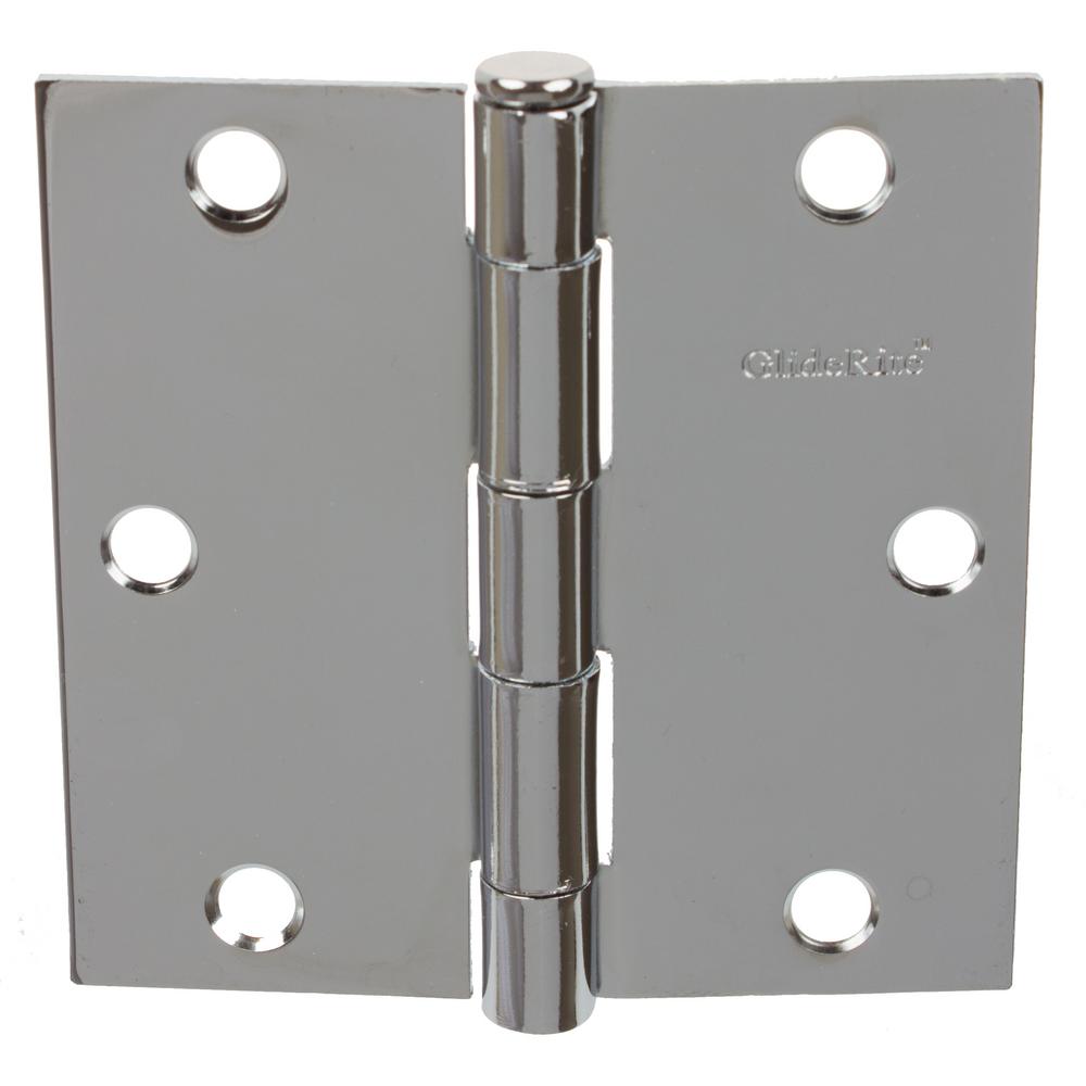 Nostalgic Warehouse 3 5 In Steeple Tip Residential Hinge With Square Corners In Bright Chrome 746078 The Home Depot