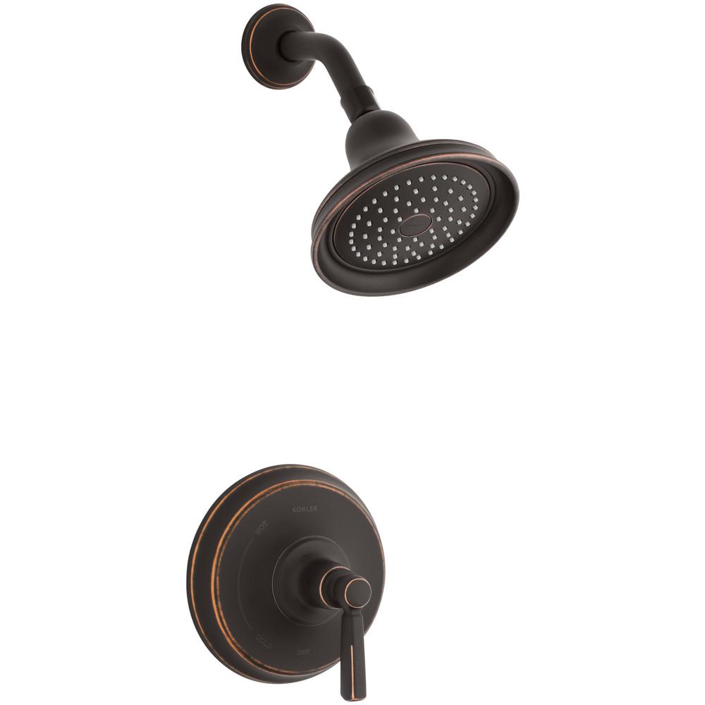 Kohler Bancroft 1 Spray 6 83 In 2 5 Gpm Fixed Showerhead With Metal Lever Handle Oil Rubbed Bronze