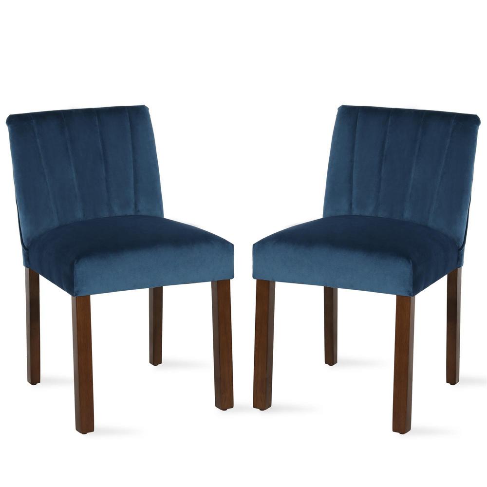 Dorel Living Dallin Channel Back Parsons Blue Dining Chair Set Of 2 De61119 The Home Depot
