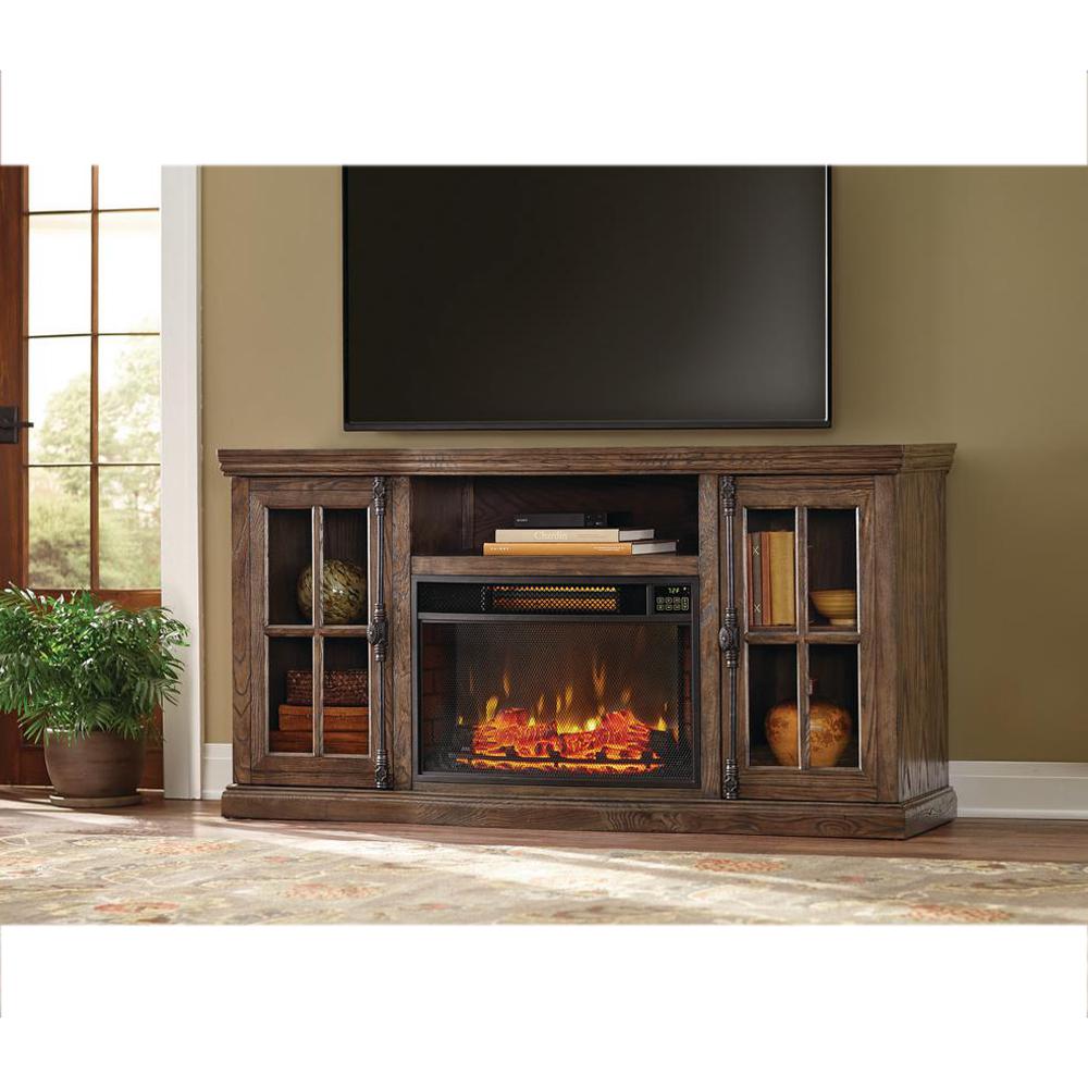 Home Decorators Collection Manor Place 67 in. TV Stand w/ Bluetooth Electric Fireplace in Ash 