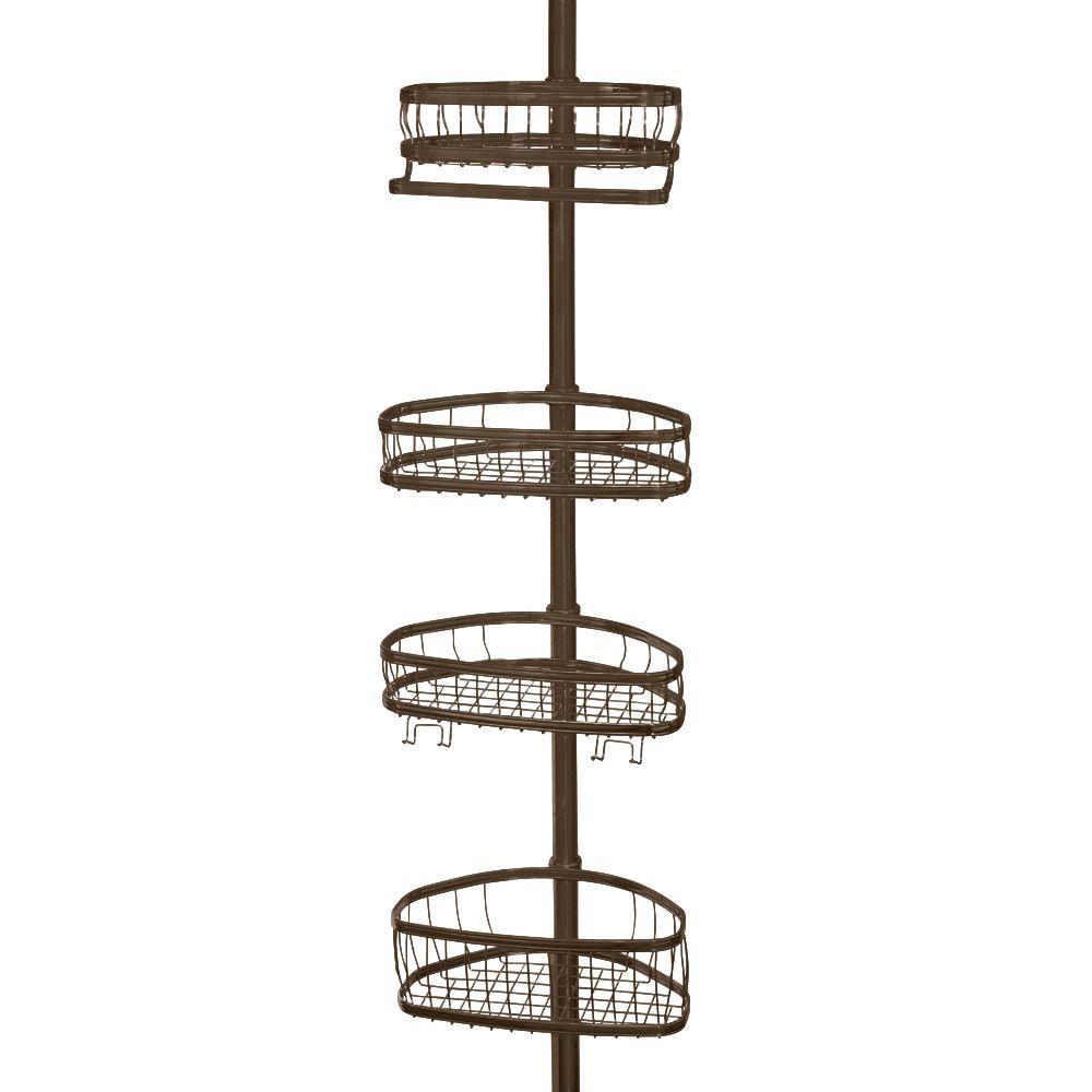 interDesign York 5 to 9 ft. Tension Pole Shower Caddy in Bronze42671