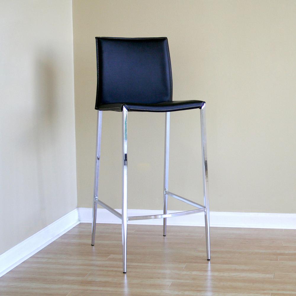 Baxton Studio Jenson Black Faux Leather Upholstered 2-Piece Bar Stool Set