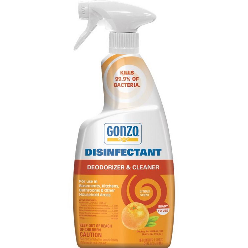 Gonzo Disinfectant - 24 Ounce Citrus - Disinfect Deodorize and Clean Your Home 6 pack 