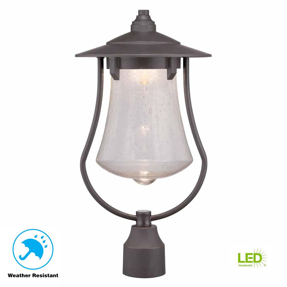Clearance Outdoor Lighting Accessories The Aged Bronze Patina Outdoor Led Post Light With Clear Seedy Glass