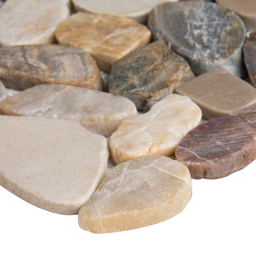 Msi Mix River Rock 12 In X 12 In X 10 Mm Tumbled Marble Mesh