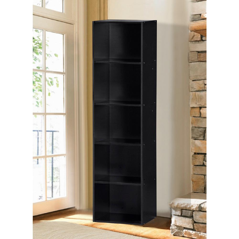 Hodedah 5Shelf, 59 in. H Black BookcaseHID25 BLACK The Home Depot