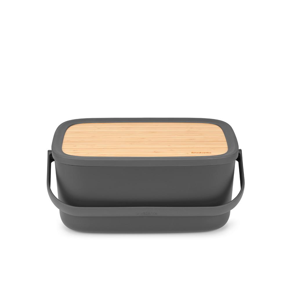 Brabantia Brabantia Roll Top Bread Box, Brilliant Steel Black Sides