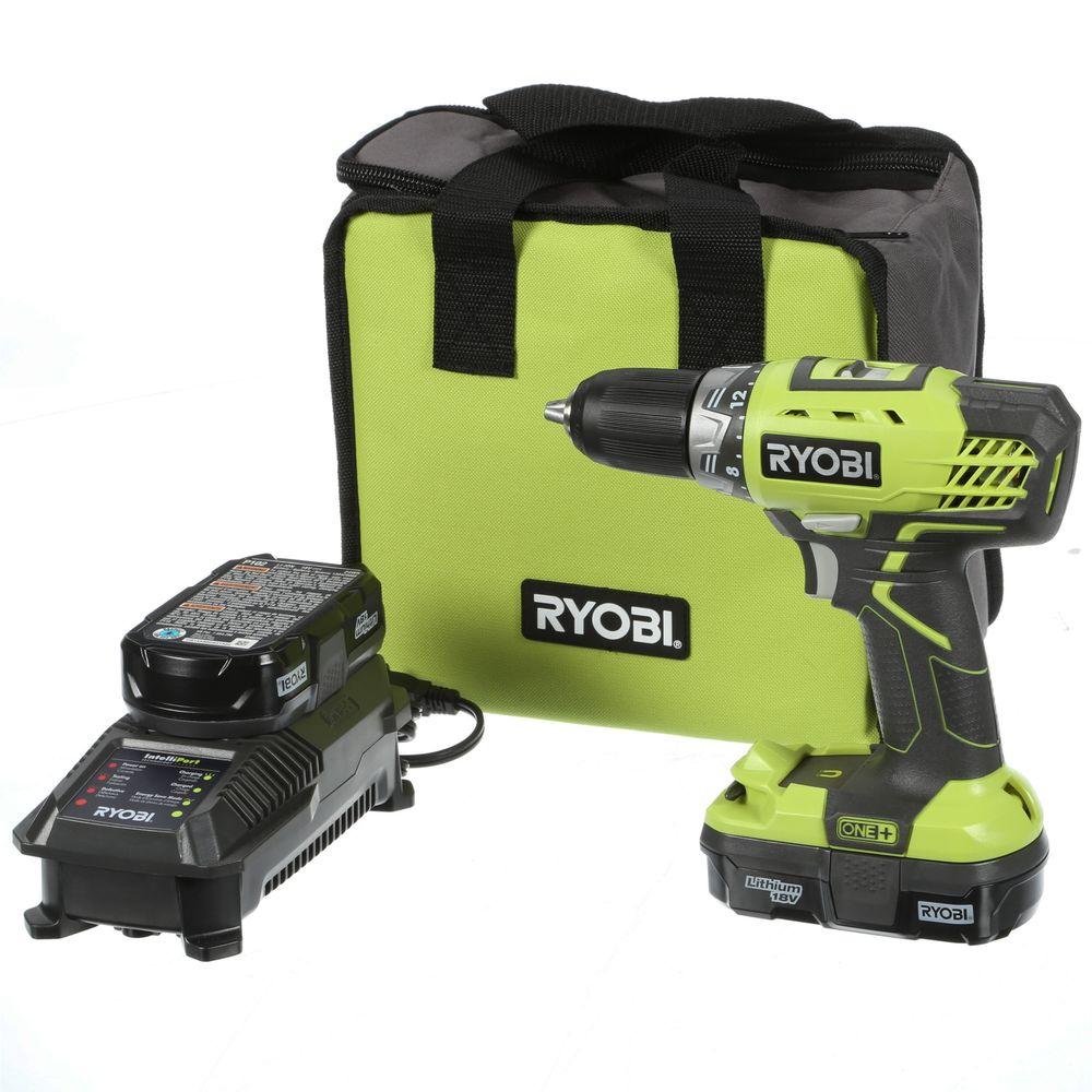 Ryobi 18Volt ONE+ LithiumIon Starter Drill KitP1810 The Home Depot