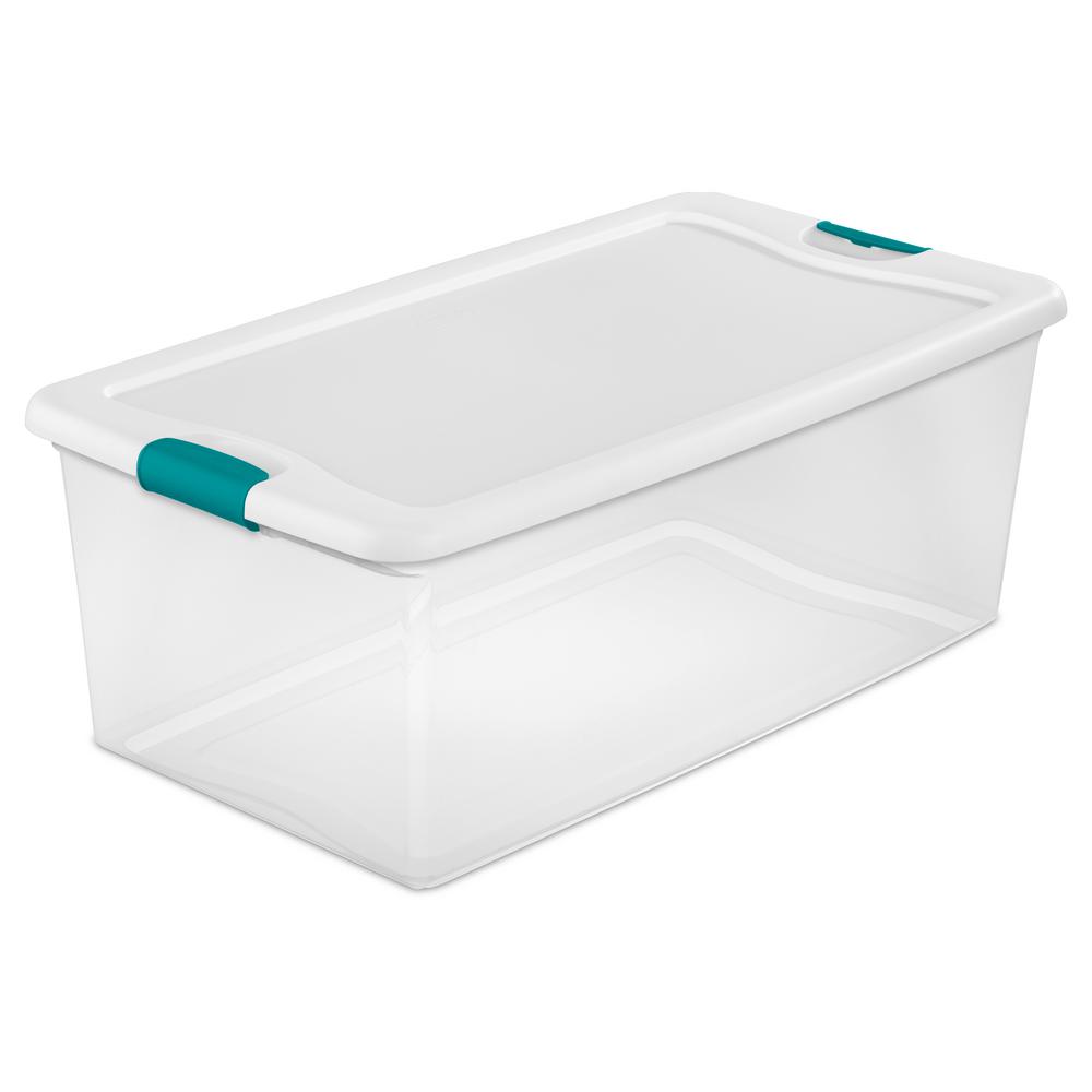 PLASTIC STORAGE BOX CONTAINER 35 LTR STACKABLE CLEAR TRANSPARENT BOXES WITH LIDS 