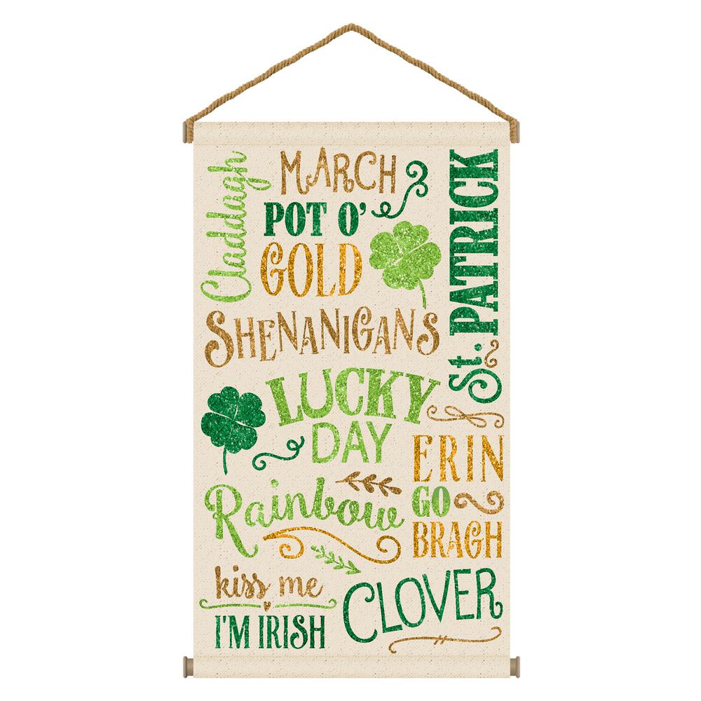 Patricks Day Themed Hanging Welcome Sign Glittery St