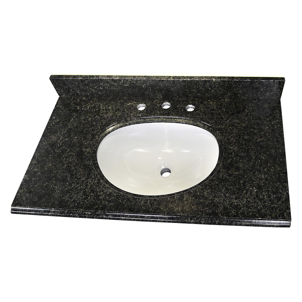 Home Decorators Collection 37 in. W x 22 in. D Granite Single Oval Basin Vanity Top in Uba Tuba with 8 in. Faucet Spread and White Basin was $354.0 now $247.8 (30.0% off)