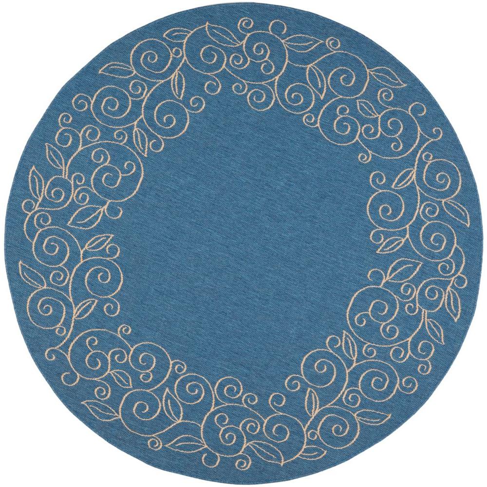 Safavieh Courtyard Blue/Beige 8 ft. x 8 ft. Indoor/Outdoor Round Area
