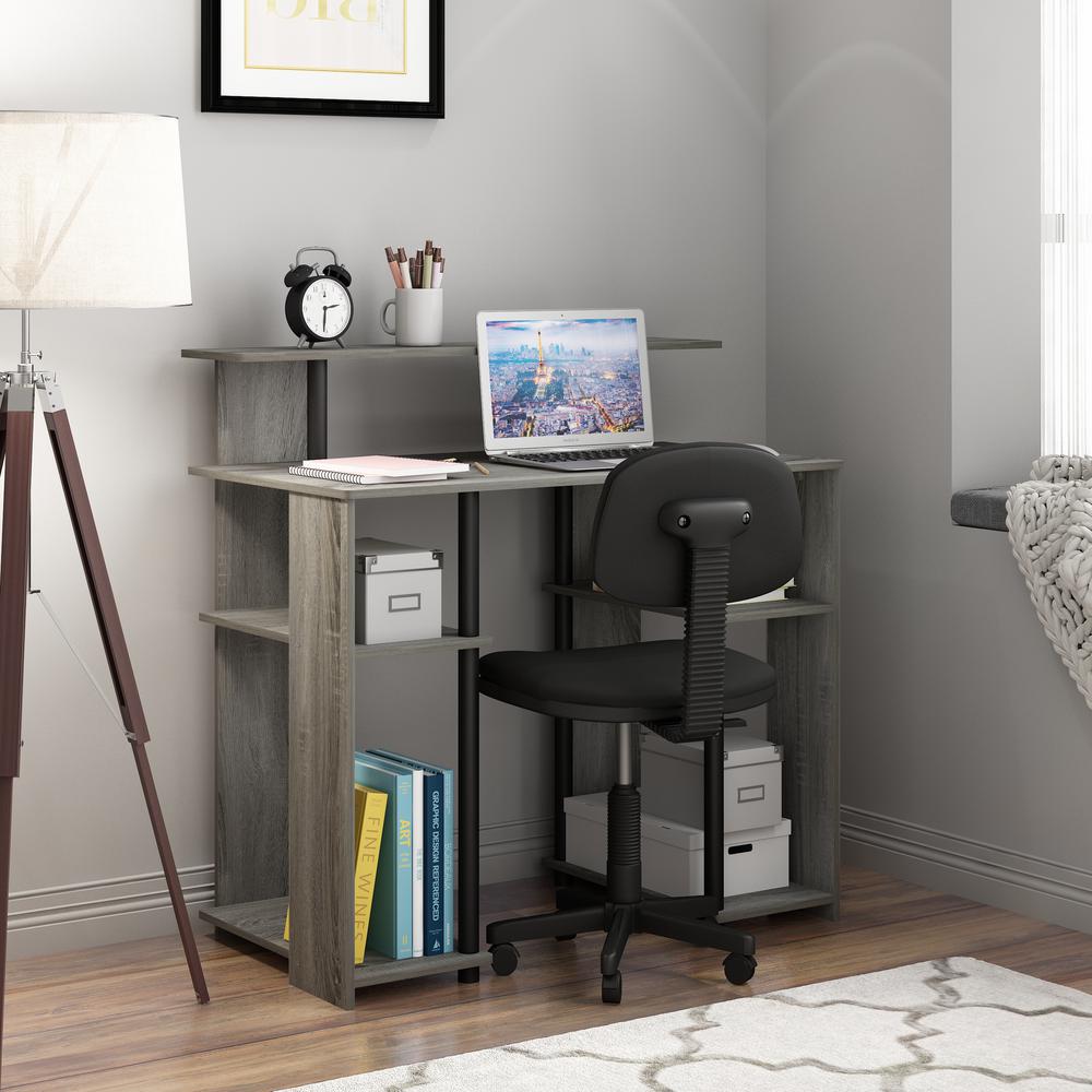 Furinno Jaya French Oak Grey Black Simple Design Computer Writing