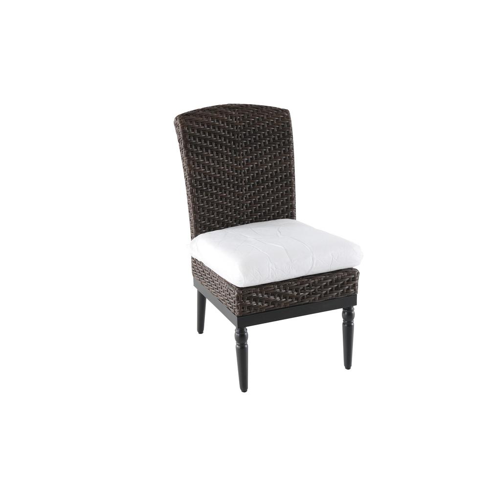Home Decorators Collection Camden Dark Brown Wicker Outdoor Patio Armless Dining Chair With Bare Cushions 2 Pack Home Decorators Collection Camden Dark Brown Wicker Outdoor Patio Armless Dining Chair With Bare Cushions 2 Pack