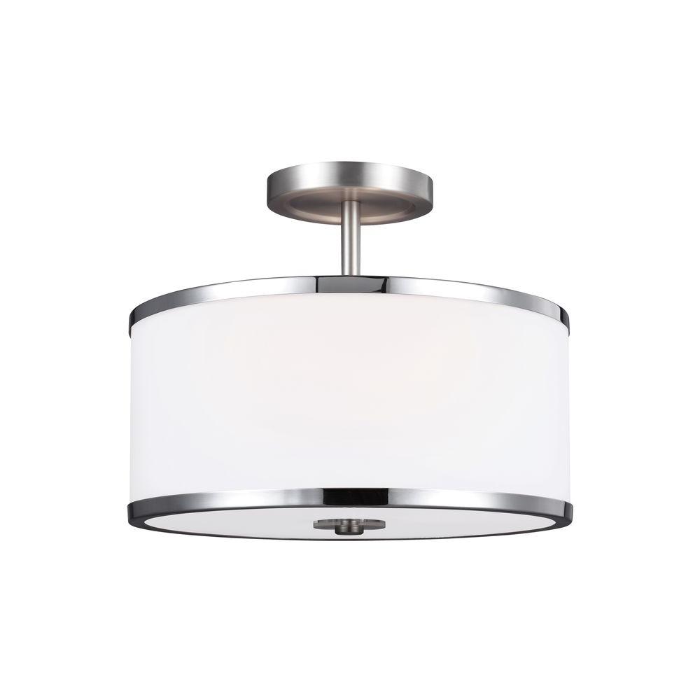 Feiss Prospect Park 2 Light Satin Nickel Chrome Ceiling Fixture