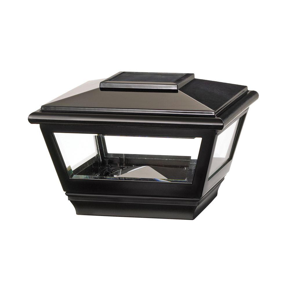 Veranda 4 in. x 4 in. Black Vinyl Solar Light Post Cap with Black Base