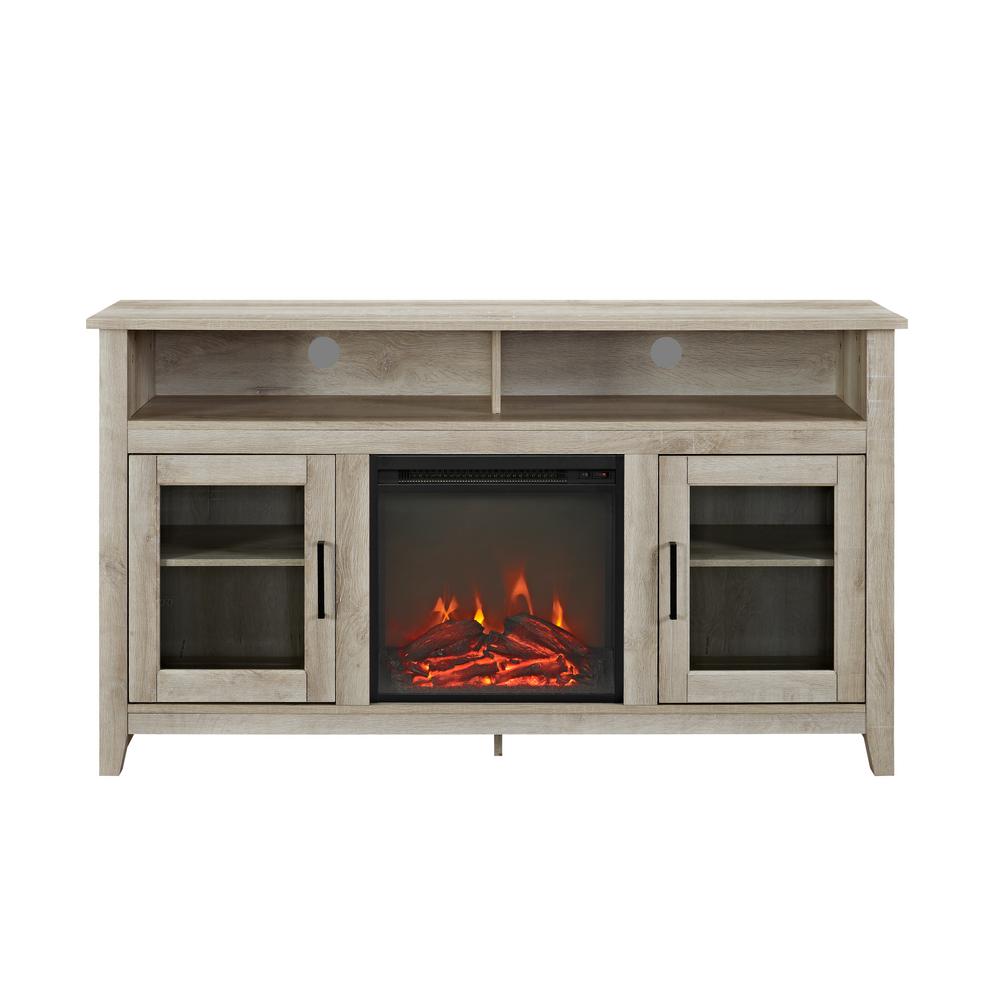 Walker Edison Furniture Company 58 in. White Oak Console Wood Highboy