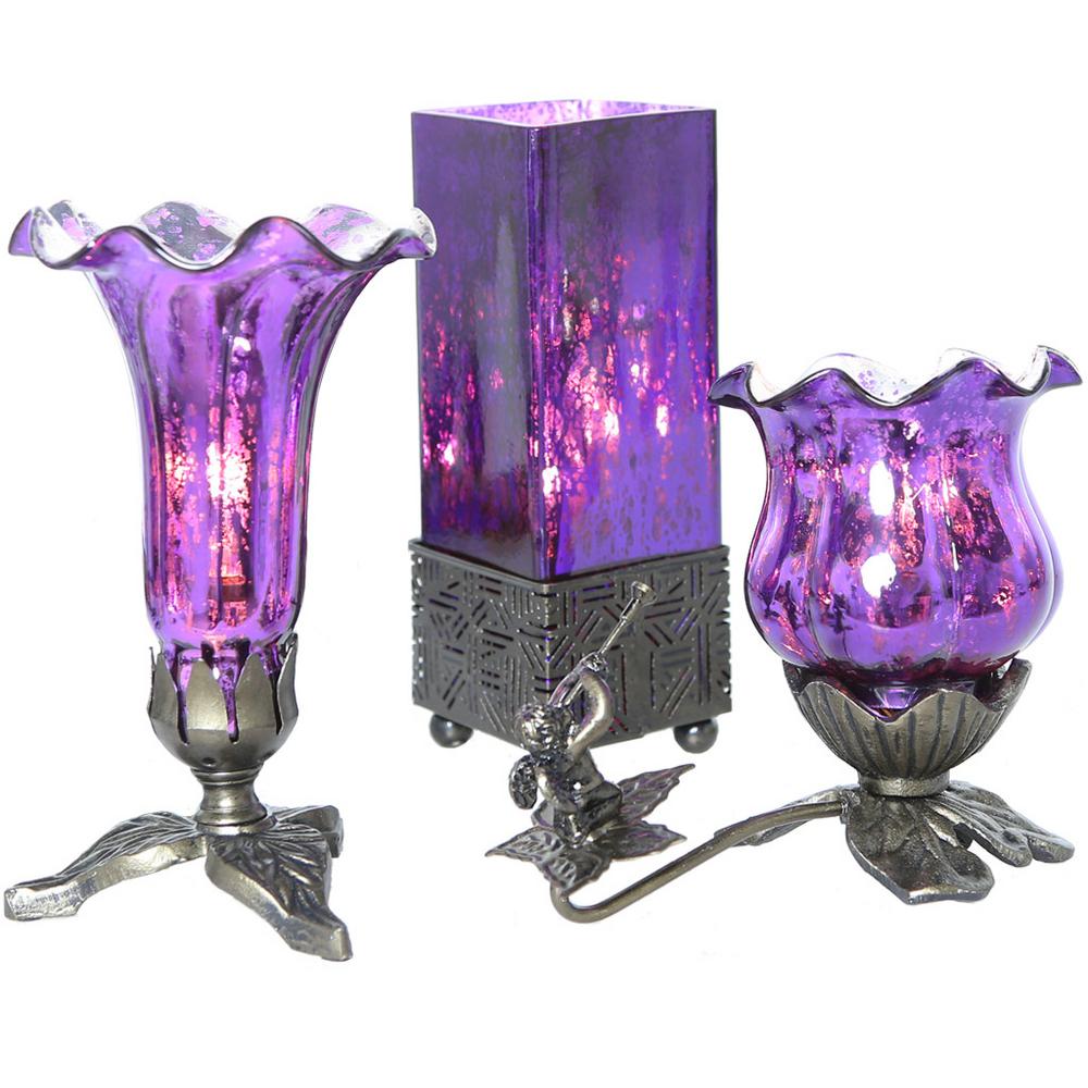 River Of Goods 8 25 In Purple Studio Art Glass Accent Lamp Set River Of Goods 8 25 In Purple Studio Art Glass Accent Lamp Set 3