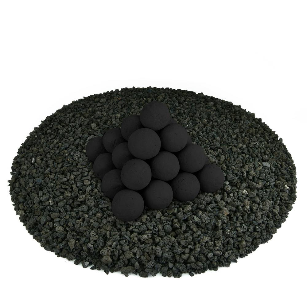 2 In Set Of 30 Ceramic Fire Balls In Midnight Black 01 0588 The