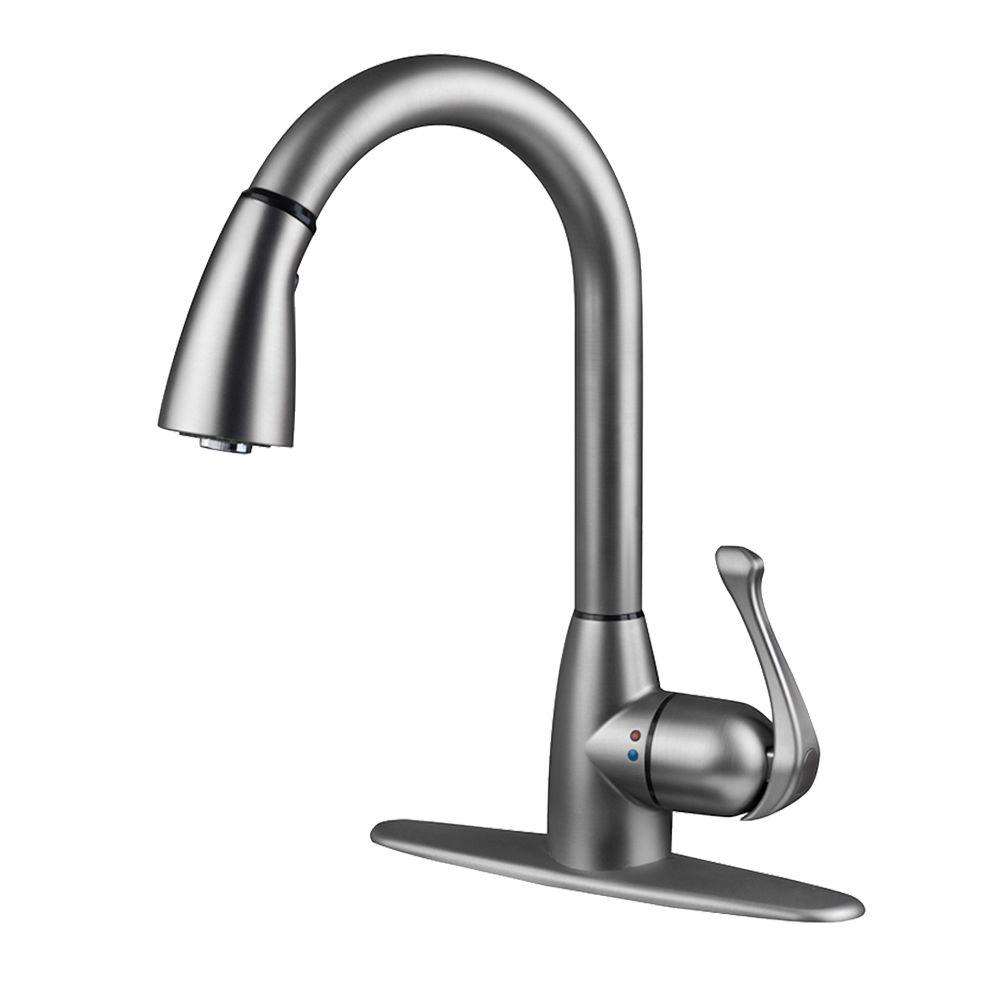 Brushed Nickel Kitchen Faucet With Pull Down Sprayer cleanflo new touch single handle pull down sprayer kitchen faucet in brushed