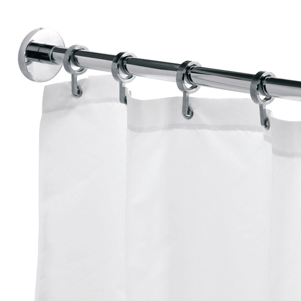 Croydex Round 98.4 in. L Luxury Shower Curtain Rod with Curtain Hooks ...