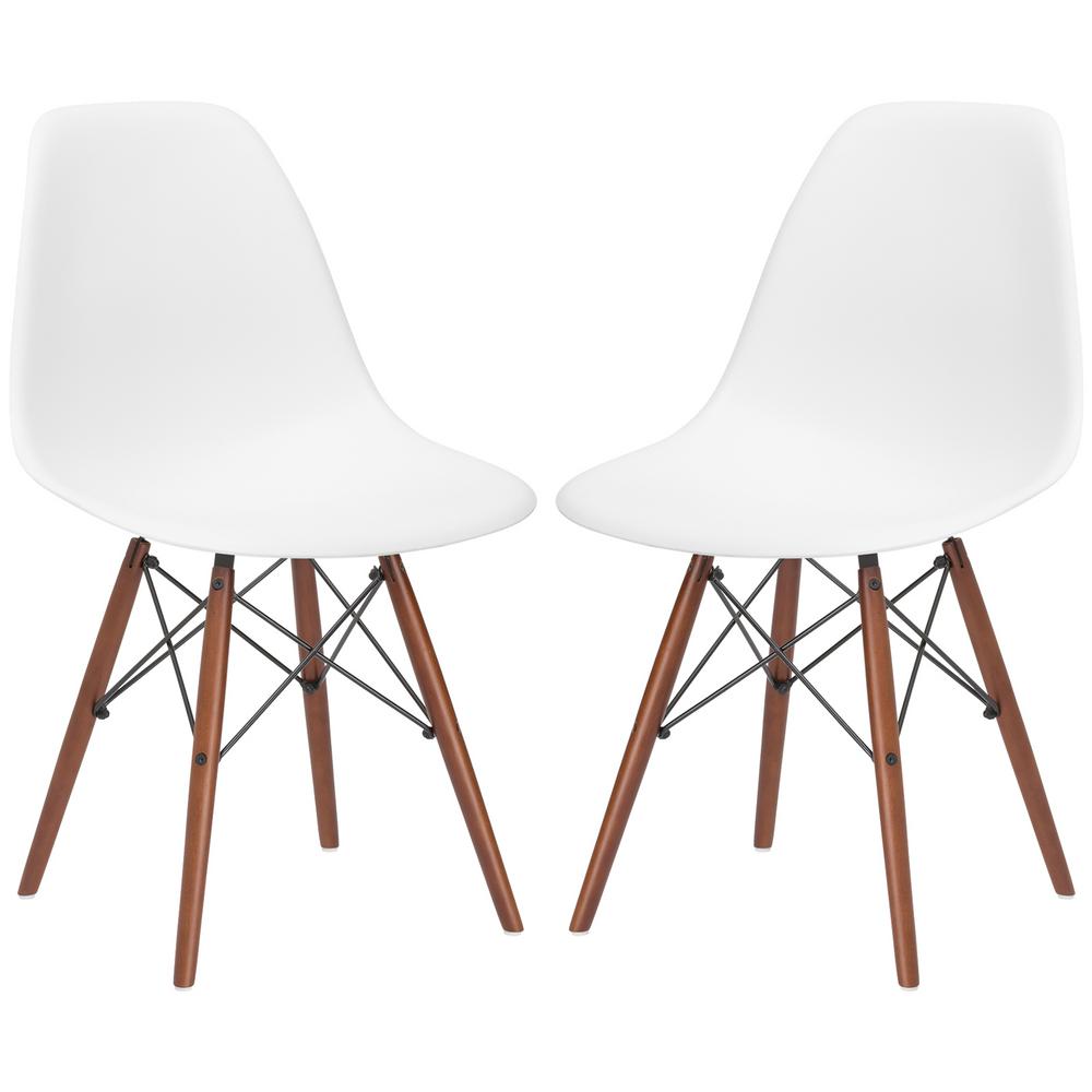 Poly And Bark Vortex White Side Chair Walnut Legs Set Of 2 D105 Poly And Bark Vortex White Side Chair Walnut Legs Set Of 2 D105 Wal Whi X2 The Home Depot