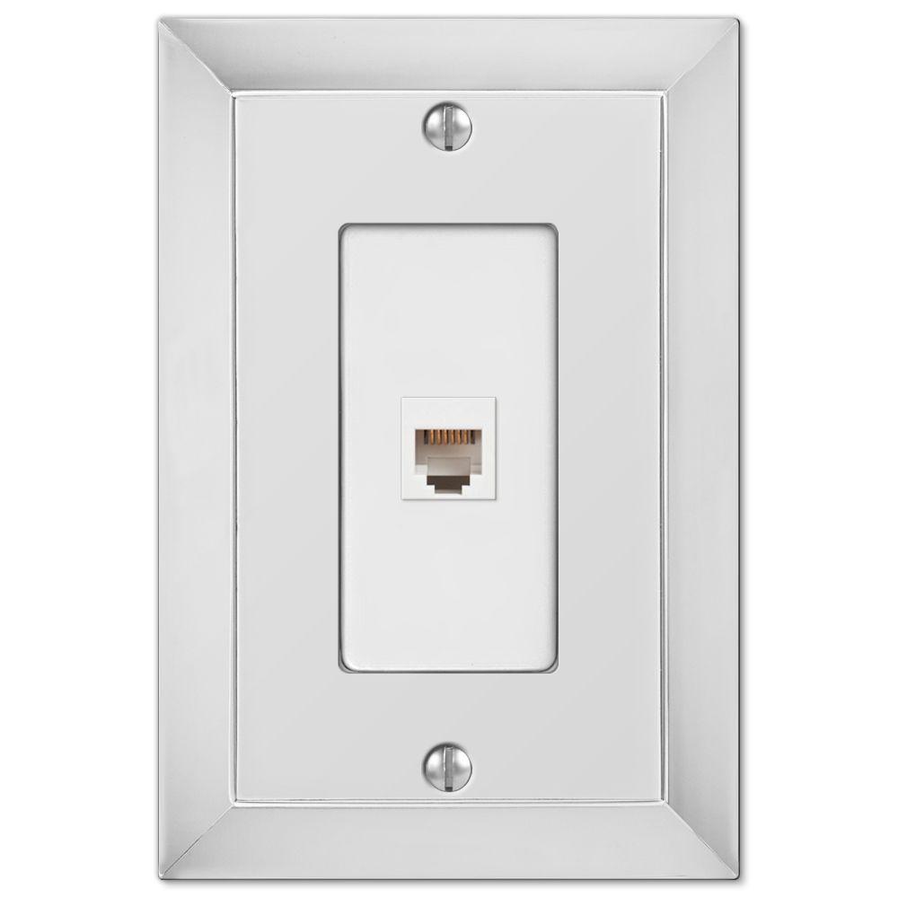 Hampton Bay Studio 1 Phone Wall Plate Chrome61PHCH The Home Depot