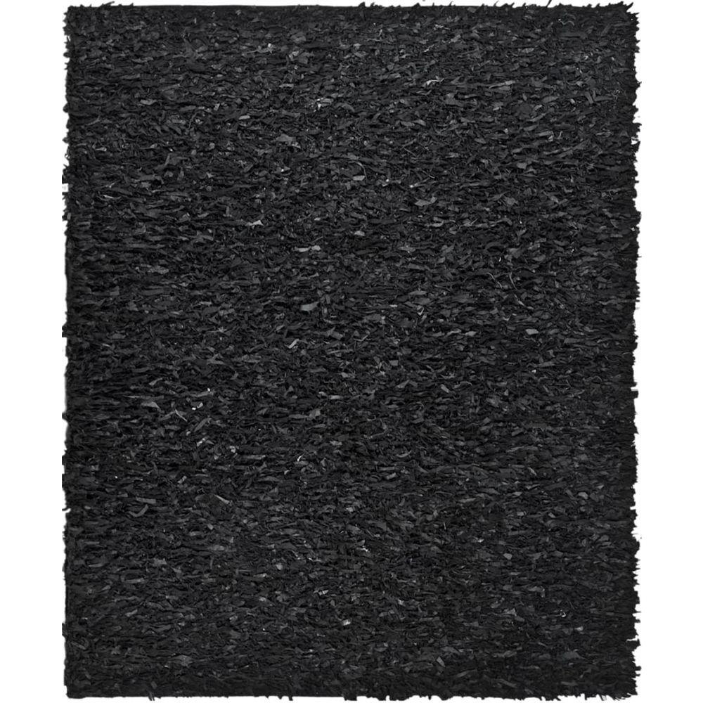 Safavieh Leather Shag Black Ft X Ft Area Rug Lsg A The Home Depot