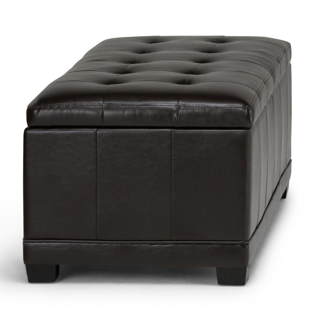 Brooklyn Max Rafferty 45 Inch Wide Contemporary Rectangle Storage Ottoman In Tanners Brown Faux Leather Bmcot 246 Br The Home Depot