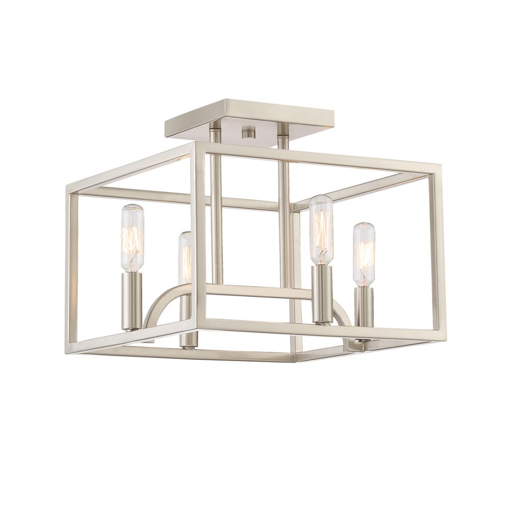 Designers Fountain Uptown 4 Light Satin Platinum Semi Flush Mount Designers Fountain Uptown 4 Light Satin Platinum Semi Flush Mount
