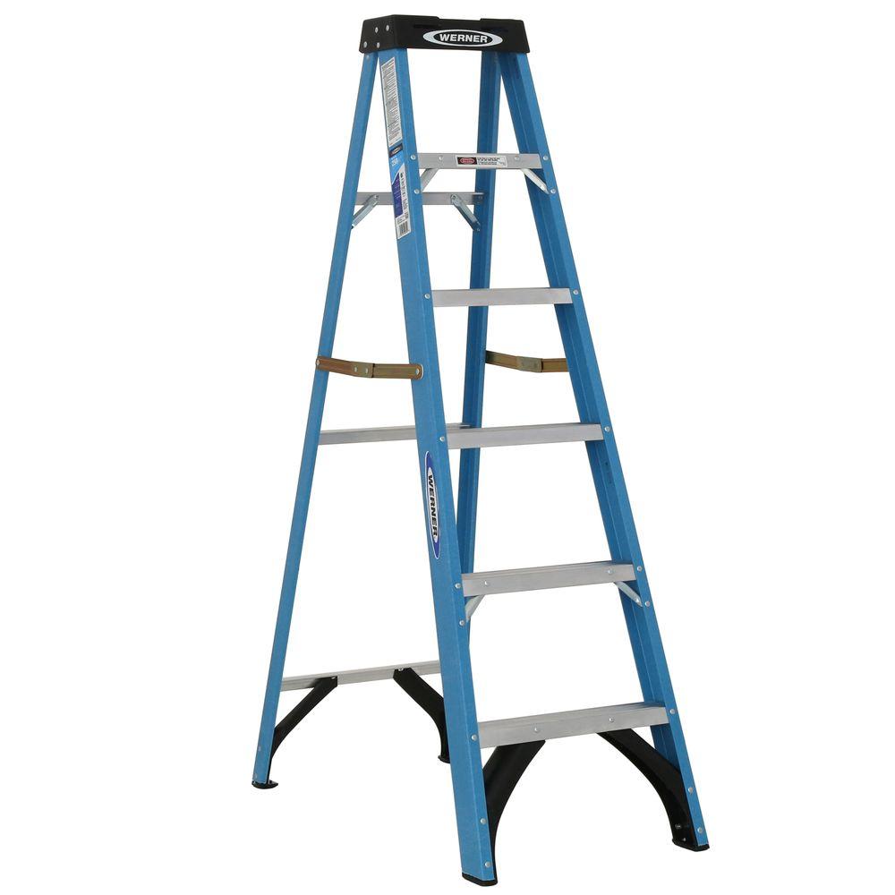 Werner 6 Ft Fiberglass Step Ladder With 250 Lb Load Capacity Type I   Werner Step Ladders Fs106 64 1000 